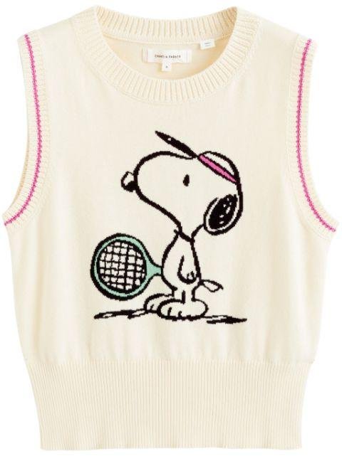 Snoopy Tennis intarsia-knit knitted vest by CHINTI&PARKER