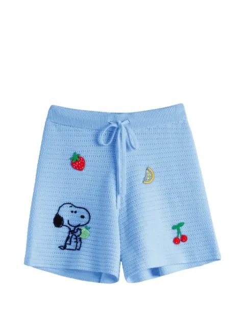 Snoopy crochet embroidered cotton shorts by CHINTI&PARKER