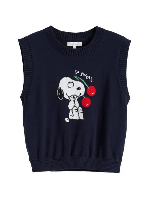 Snoopy knitted cotton tank top by CHINTI&PARKER