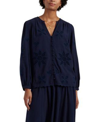 Women's Linen-Blend Broderie Blouse by CHINTI&PARKER
