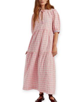 Women's Linen-Blend Gingham Daisy Day Dress by CHINTI&PARKER