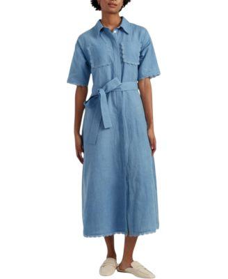 Women's Linen-Blend Scallop Shirt Dress by CHINTI&PARKER