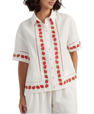 Women's Linen-Blend Strawberry Shirt by CHINTI&PARKER