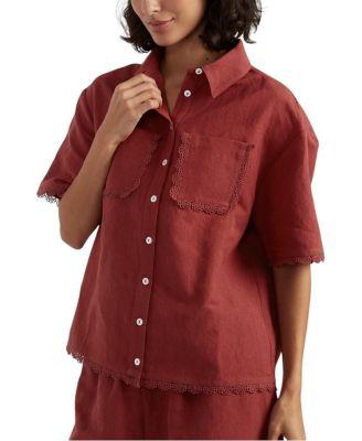 Women's Sienna Linen-Blend Scallop Edge Shirt by CHINTI&PARKER