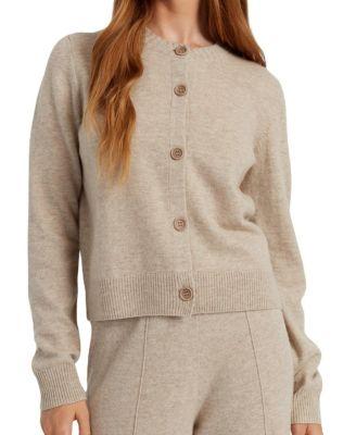 Women's Wool-Cashmere Cropped Crewneck Cardigan by CHINTI&PARKER