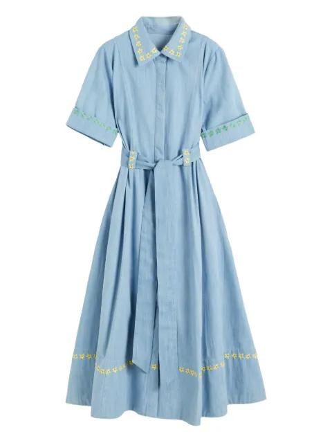 embroidered-detail tie-fastening midi dress by CHINTI&PARKER