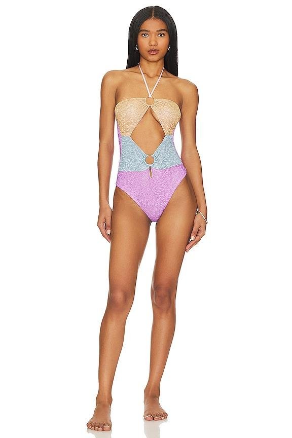 CHIO Lurex Colorblock One Piece in Lavender by CHIO