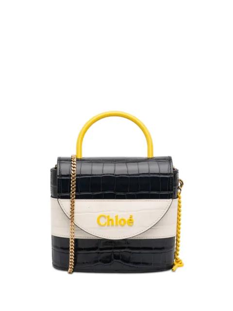 2019 Tricolor Croc Embossed Leather Aby Lock satchel by CHLOE 