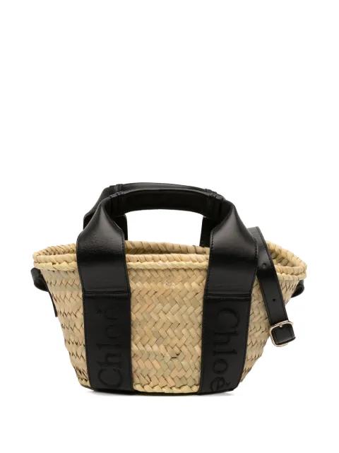 2023 Small Raffia and Smooth Calfskin Sense Basket Tote satchel by CHLOE 2023 Small Raffia and Smooth Calfskin Sense Basket Tote satchel by CHLOE