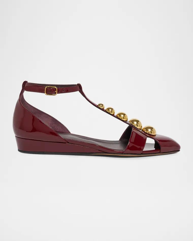20mm Cleia Patent Leather Wedge Sandals by CHLOE