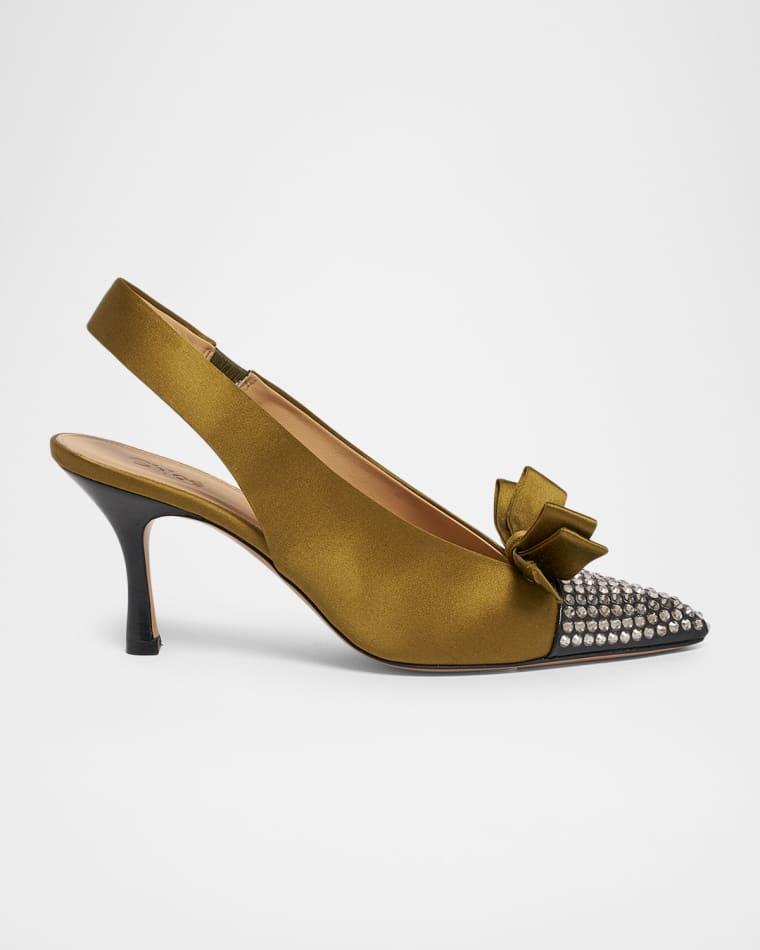 75mm Alba Embellished Satin Slingback Pumps by CHLOE