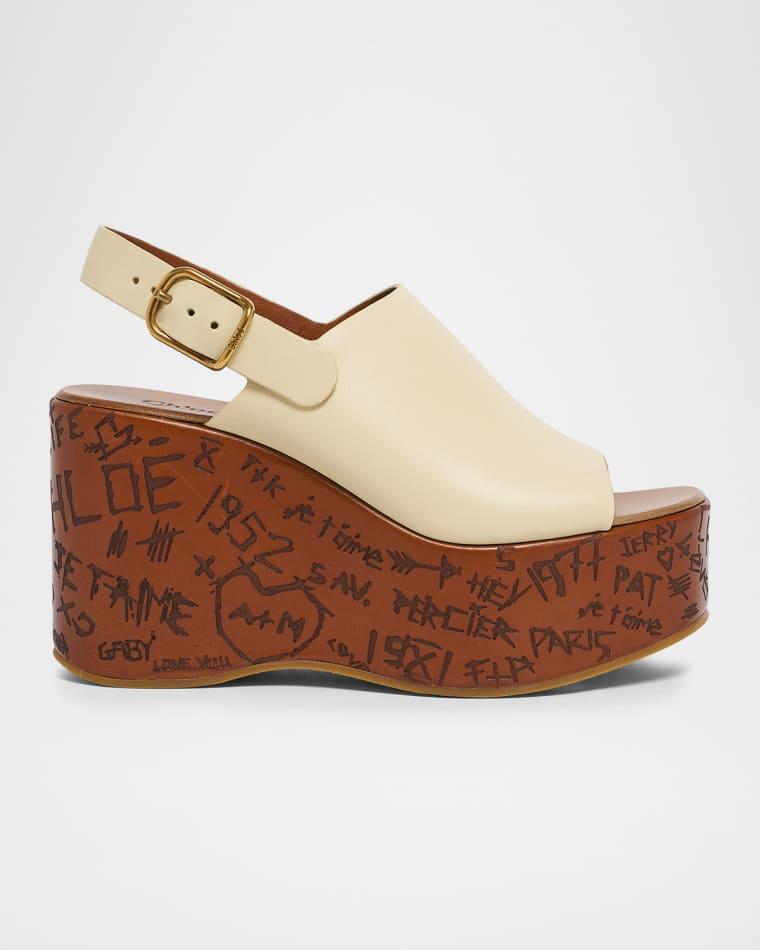80mm Maxime Leather Wedge Sandals by CHLOE