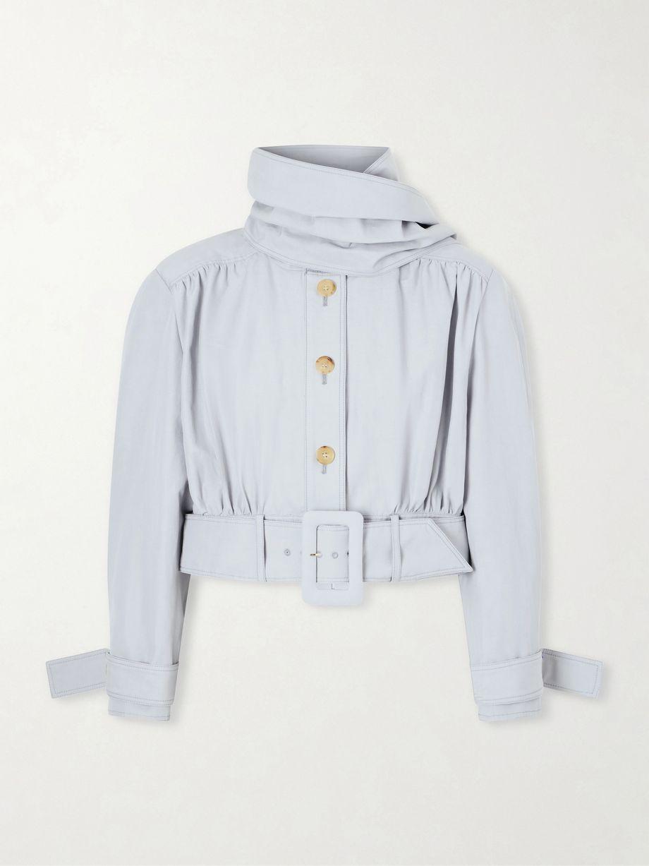 Belted scarf-detailed gathered linen and cotton-blend jacket by CHLOE