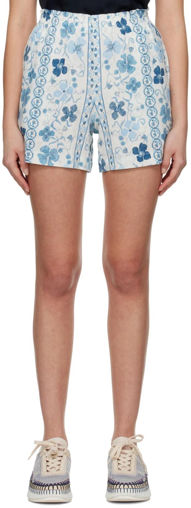 Blue Printed Boxer Shorts by CHLOE