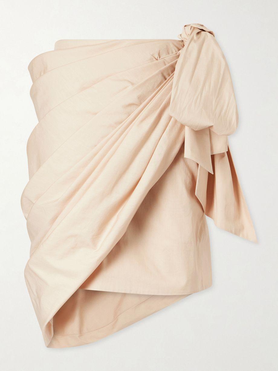 Bow-embellished draped cotton midi skirt by CHLOE