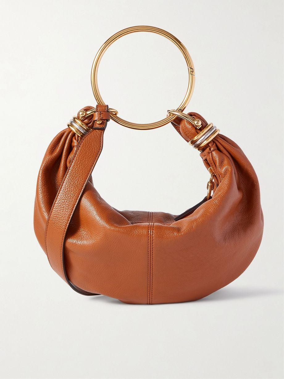 Bracelet embellished glossed textured-leather shoulder bag by CHLOE