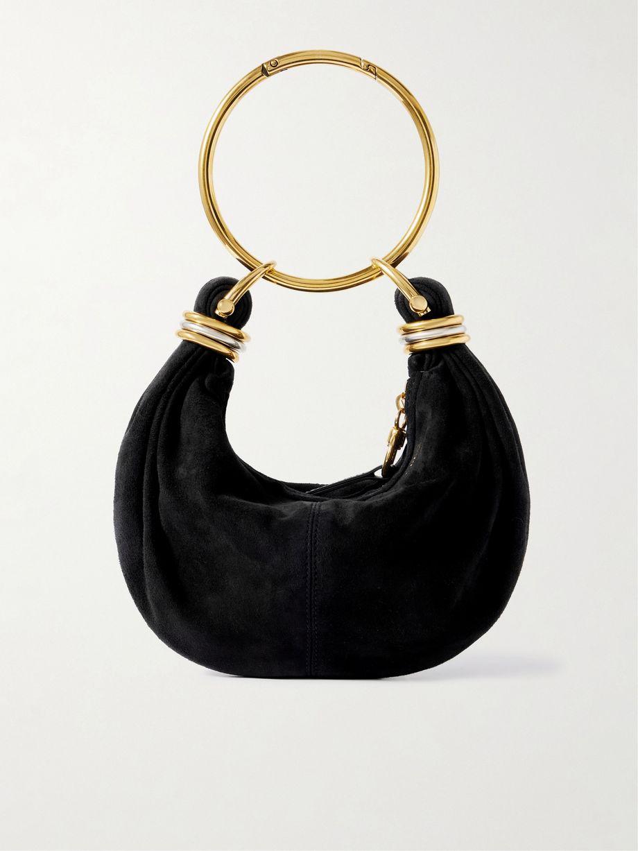 Bracelet small embellished leather-trimmed suede shoulder bag by CHLOE