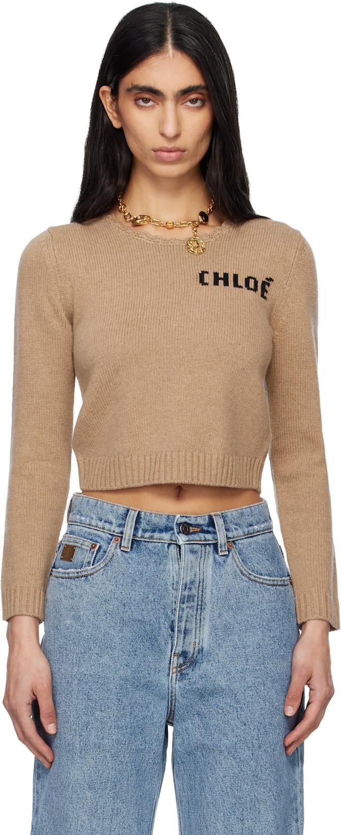 Brown Chunky Wool Knit Sweater by CHLOE