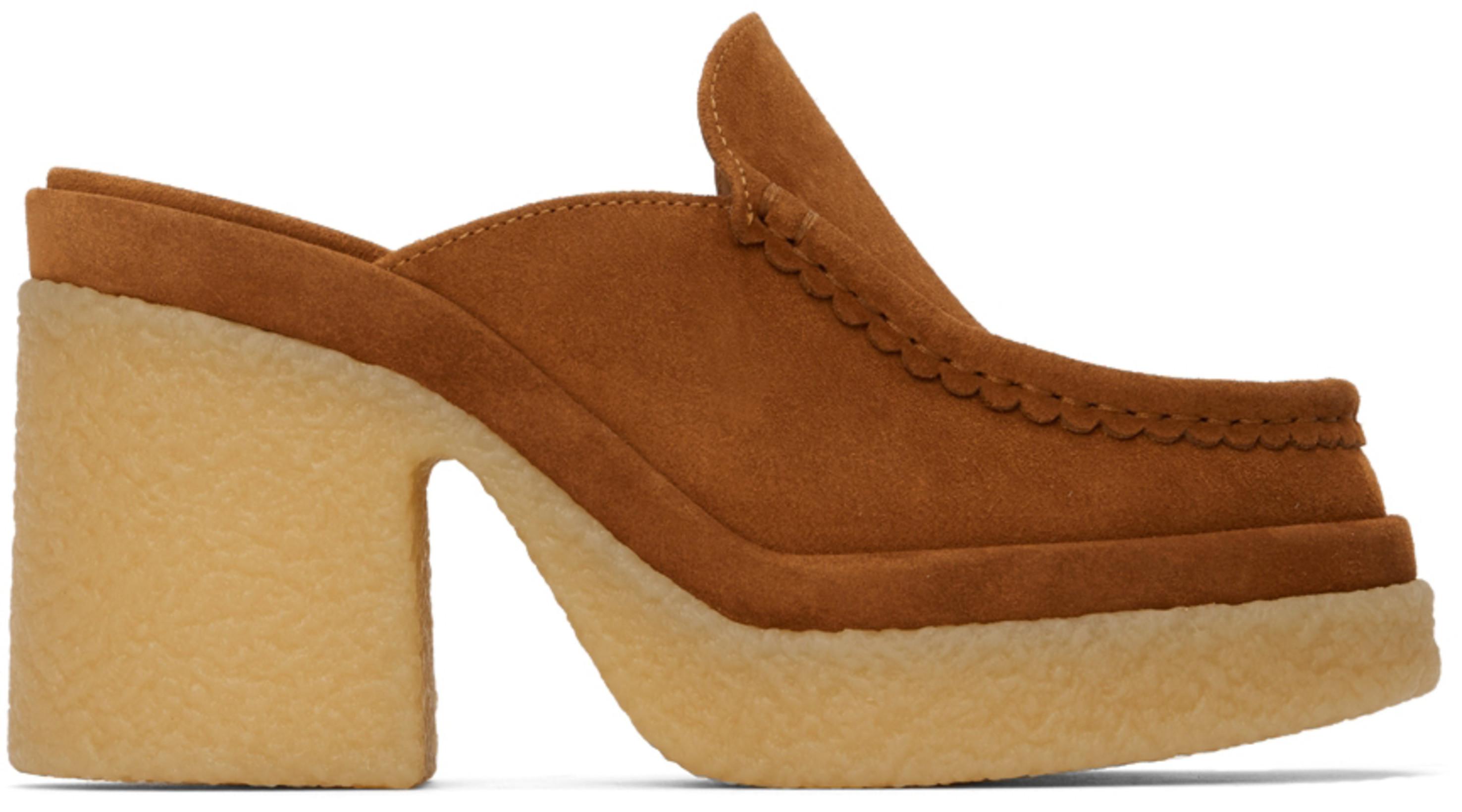 Brown Suede Jamie Heeled Mules by CHLOE