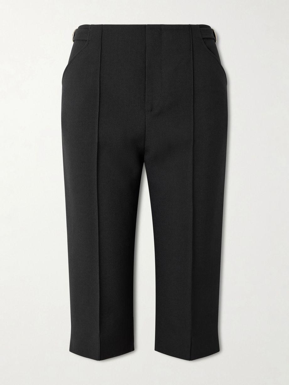 Buckle-embellished wool-crepe straight-leg capri pants by CHLOE