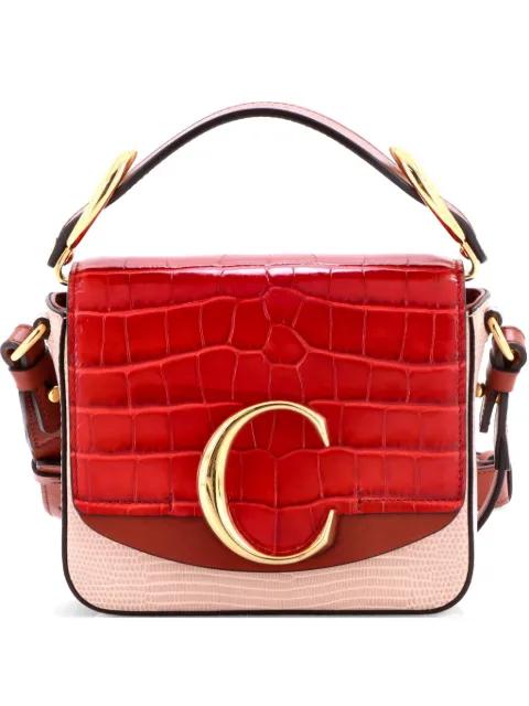 C Flap Bag Crocodile and Lizard Embossed Leather Mini crossbody bag by CHLOE 