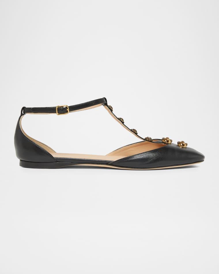 Celeste Embellished Leather Ballerina Flats by CHLOE