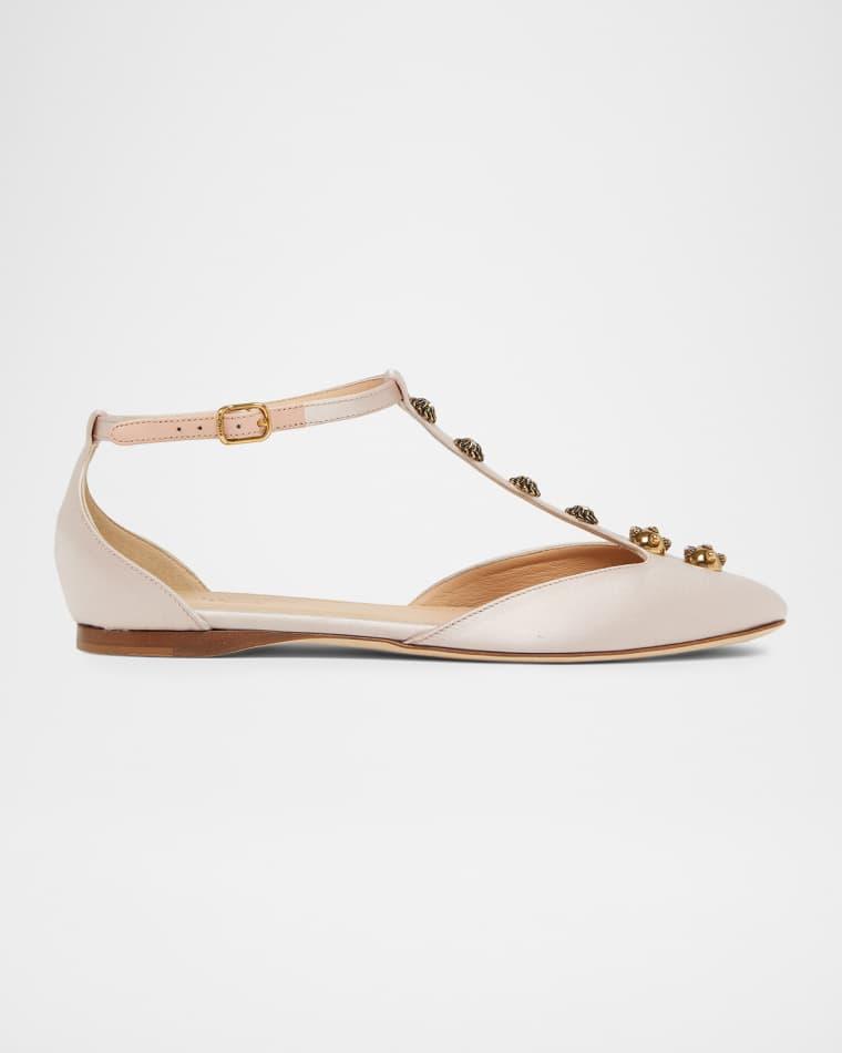 Celeste Embellished Satin Ballerina Flats by CHLOE