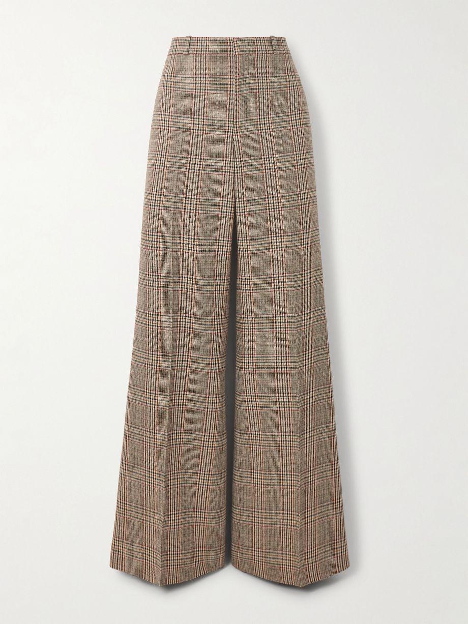 Checked wool-blend wide-leg pants by CHLOE