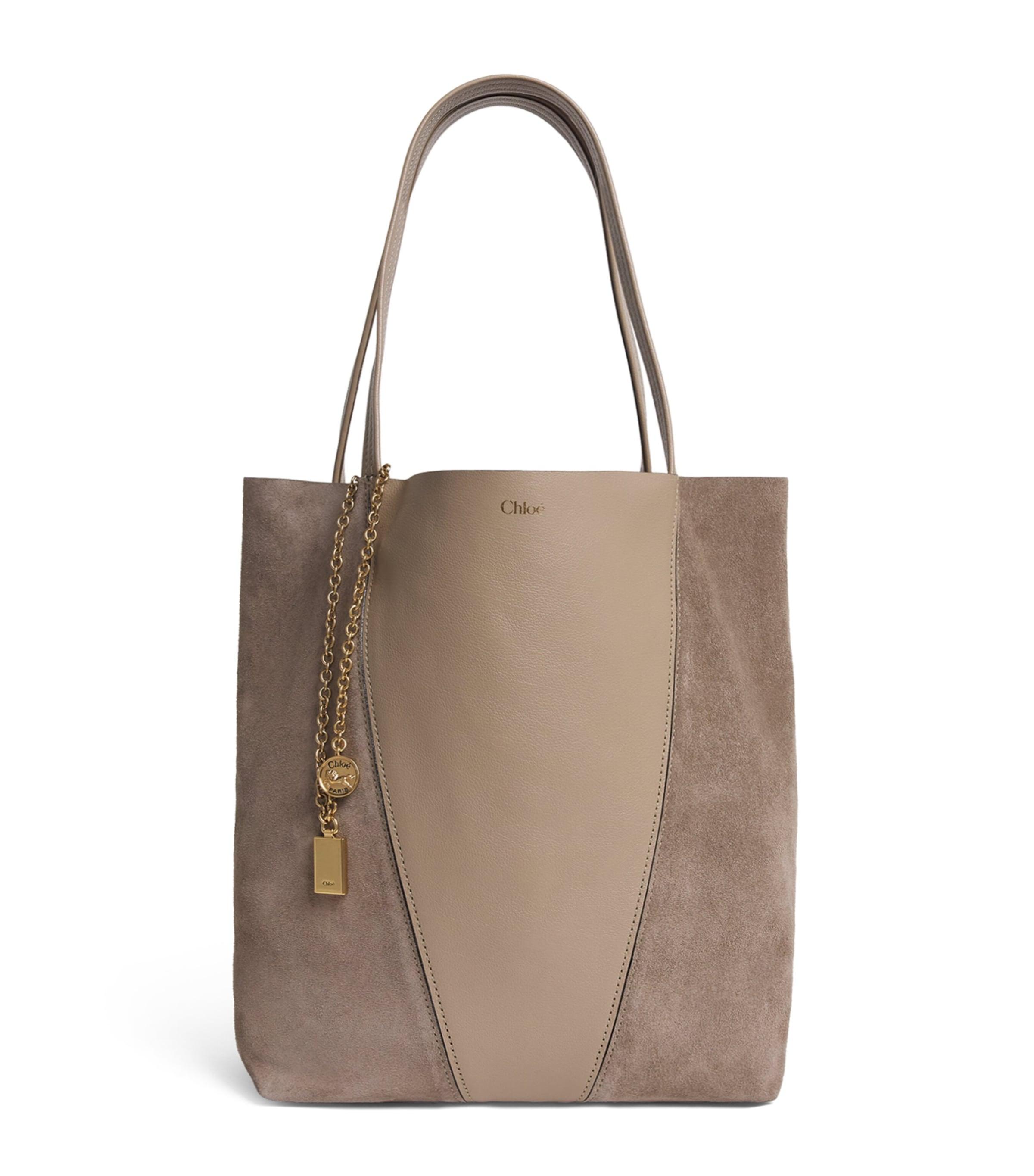 Chloé Medium Leather-Suede Spin Tote Bag by CHLOE