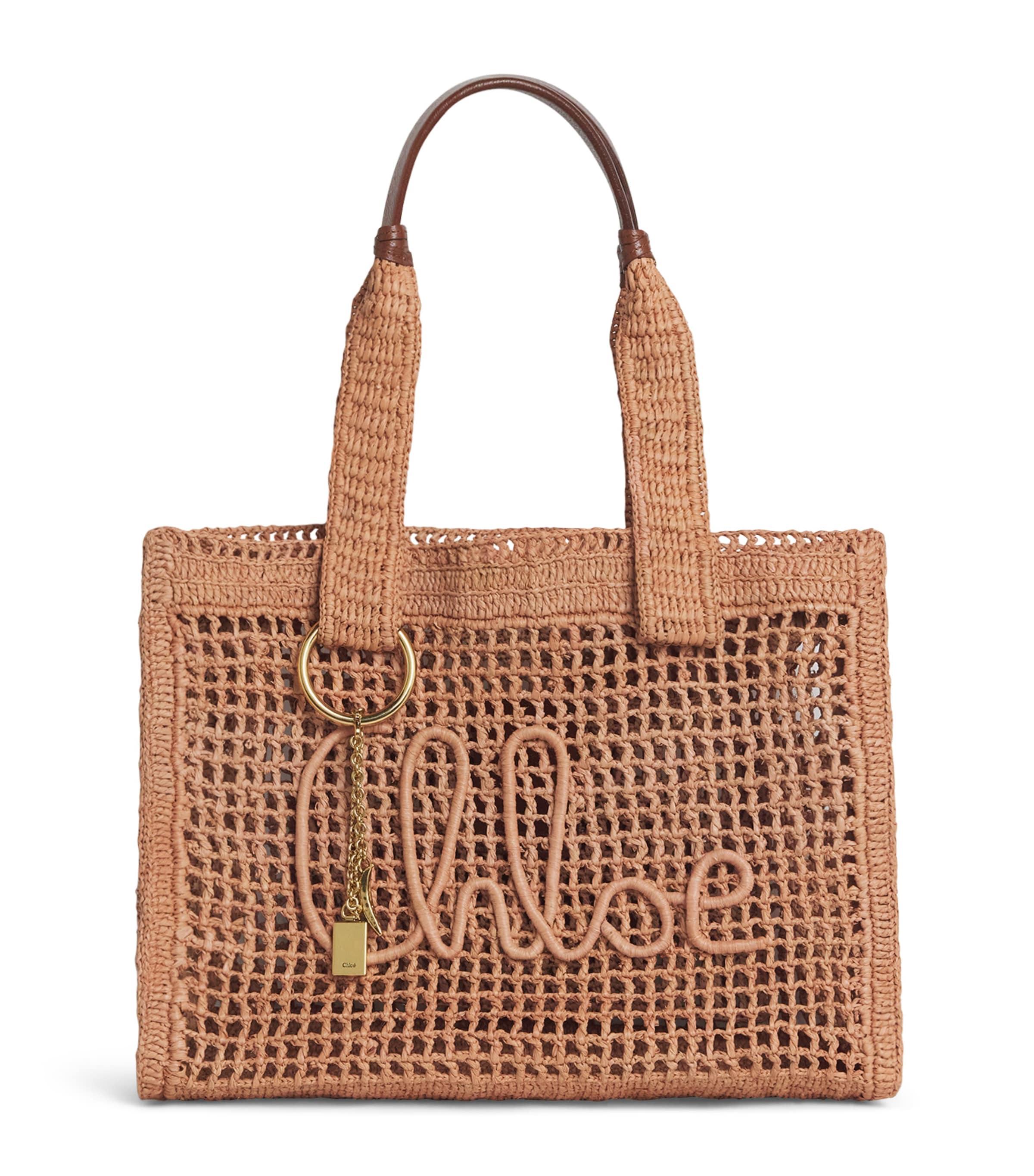 Chloé Raffia Summer Banana East-West Tote Bag by CHLOE