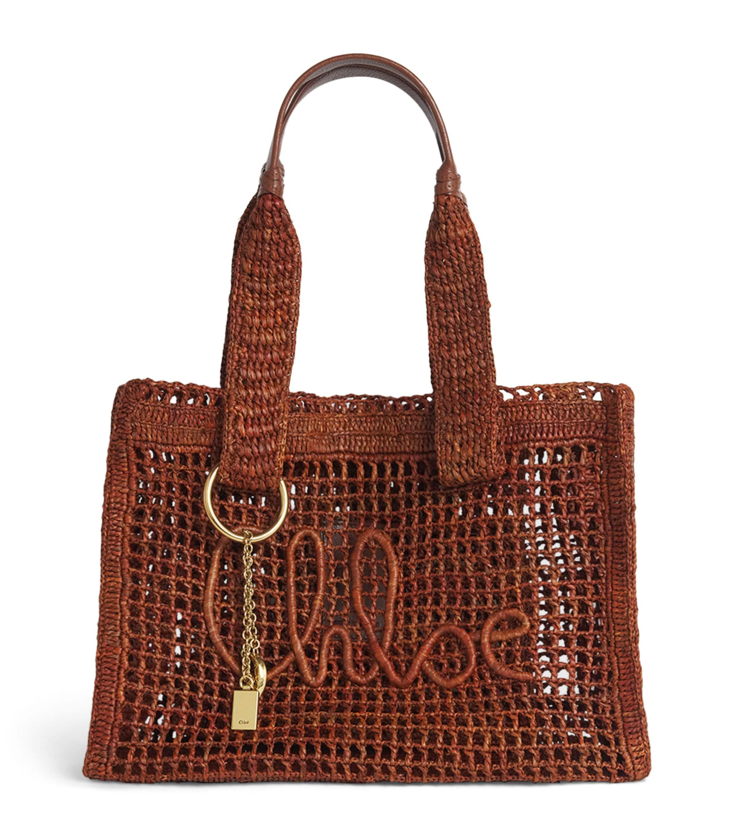 Chloé Raffia Summer Banana East-West Tote Bag by CHLOE