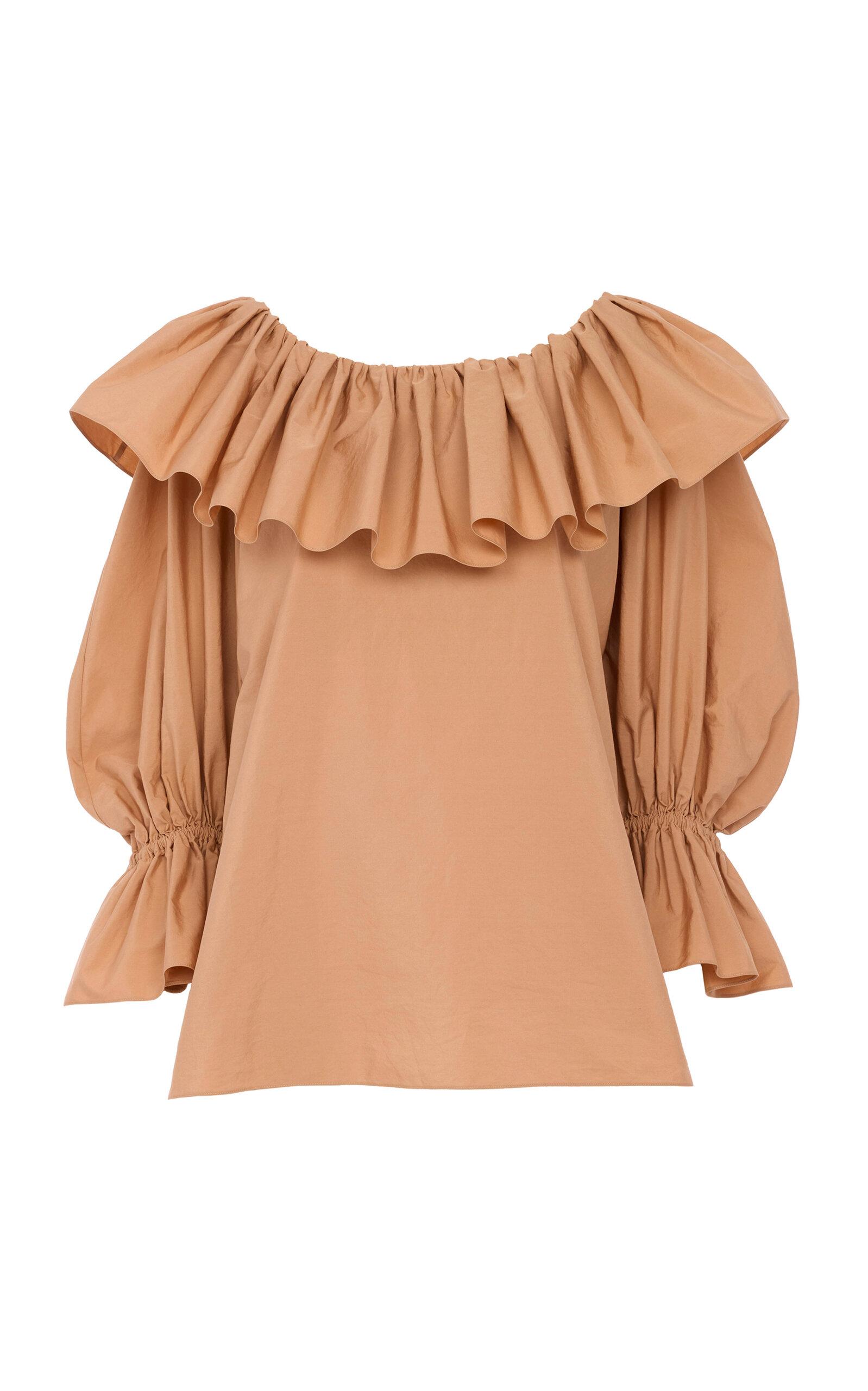 Chloé Ruffle-Trimmed Cotton Top - Moda Operandi by CHLOE Chloé Ruffle-Trimmed Cotton Top - Moda Operandi by CHLOE