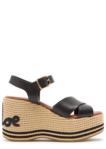 Chloé Sand 105 woven and leather wedge sandals by CHLOE