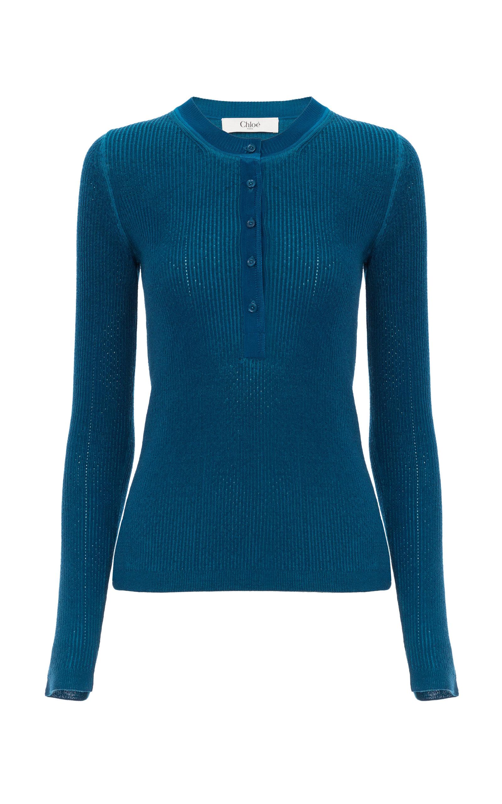 Chloé Wool-Blend Knit Henley Shirt - Moda Operandi by CHLOE Chloé Wool-Blend Knit Henley Shirt - Moda Operandi by CHLOE
