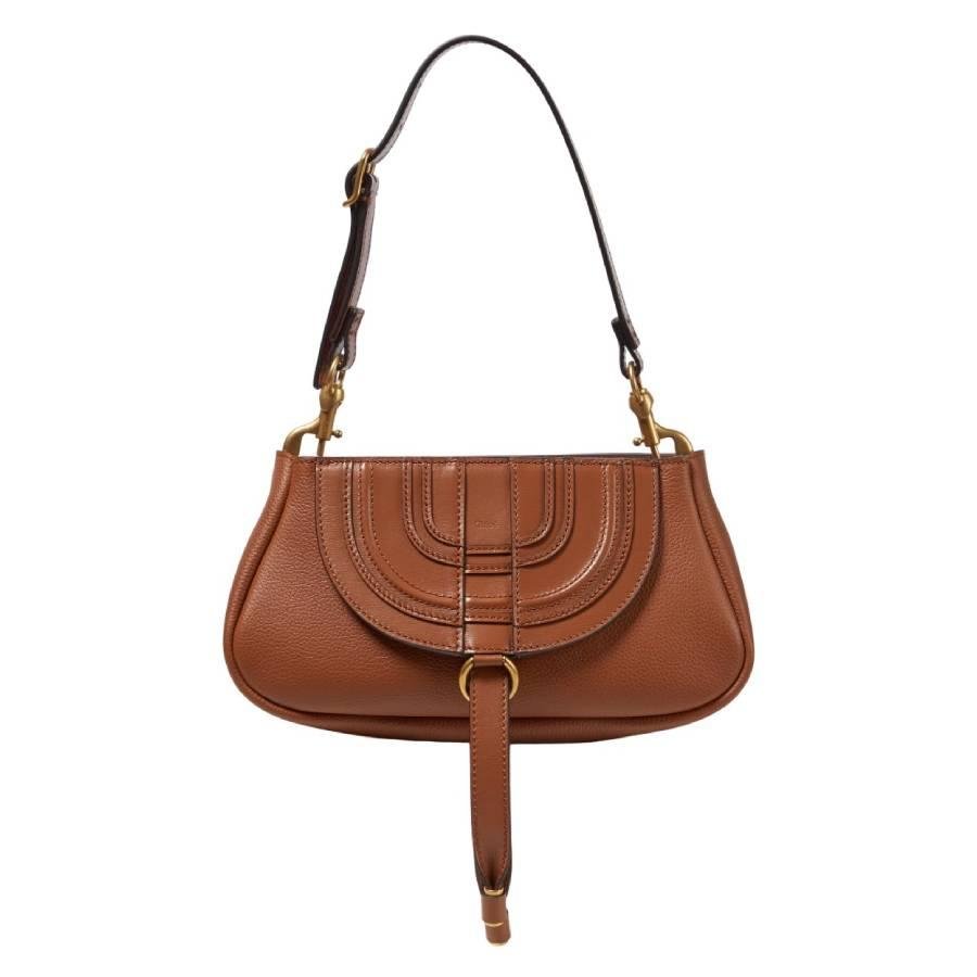 Chloe Brown Leather Small Marcie Clutch Bag by CHLOE