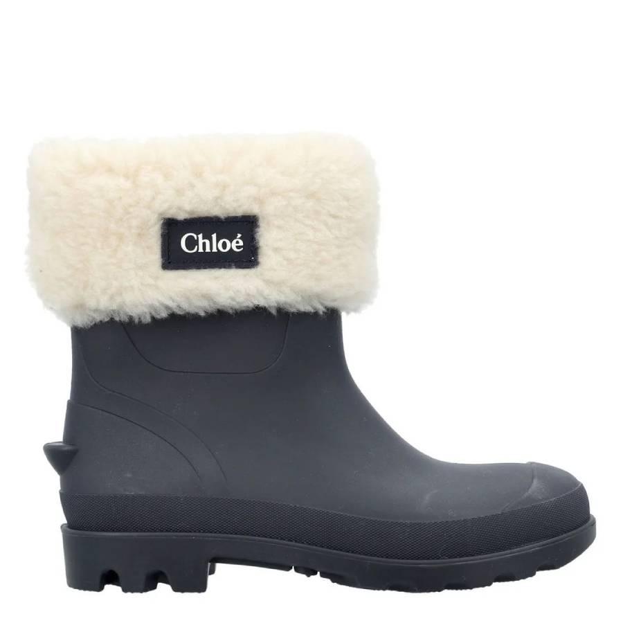 Chloe Faux Fur-Trim Rubberized Boots by CHLOE