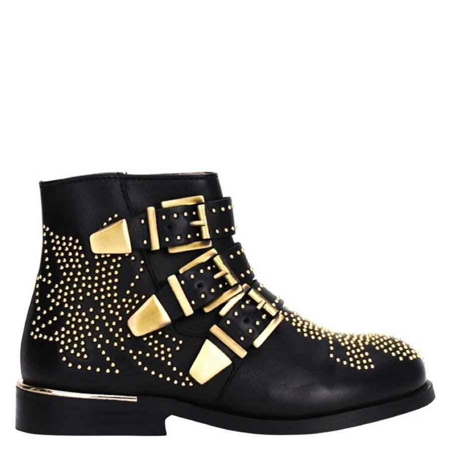 Chloe Girls Black Studded Leather Ankle Suzanna Boots by CHLOE