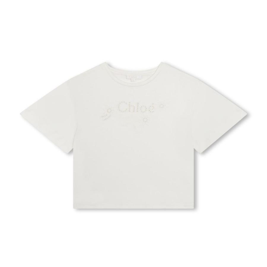 Chloe Girls Logo-Embroidered Cotton T-Shirt by CHLOE