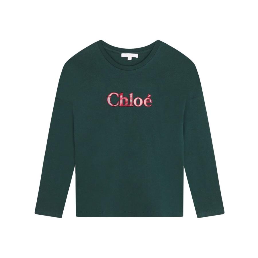 Chloe Girls Logo-Embroidered Long-Sleeved Cotton T-Shirt by CHLOE