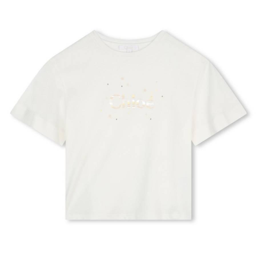 Chloe Girls Logo Print Cotton T-Shirt by CHLOE