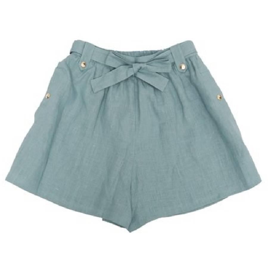 Chloe Girls Ribbon Stud Linen Shorts by CHLOE