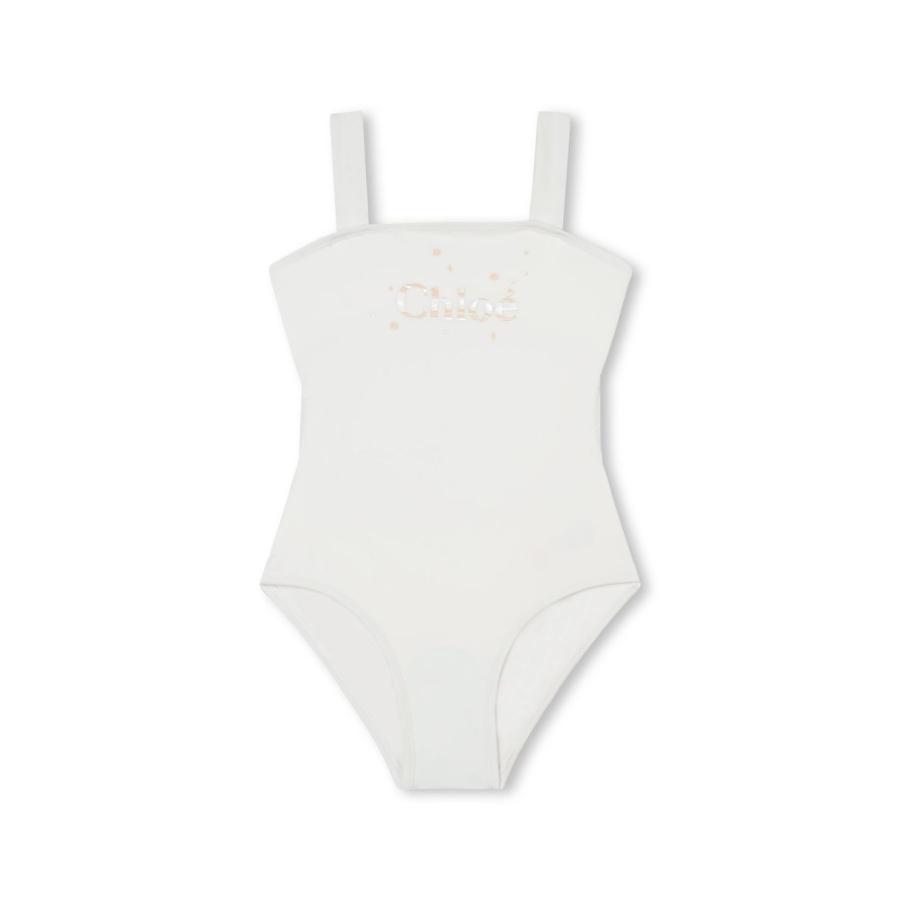 Chloe Girls Square Neck Logo-Print Swimsuit by CHLOE