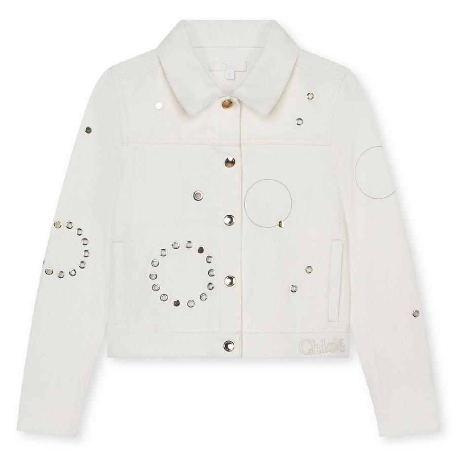 Chloe Kids Embellished- Eyelet Shirt Jacket by CHLOE