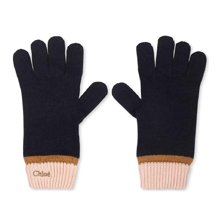 Chloe Kids Logo Embossed Knit Gloves by CHLOE