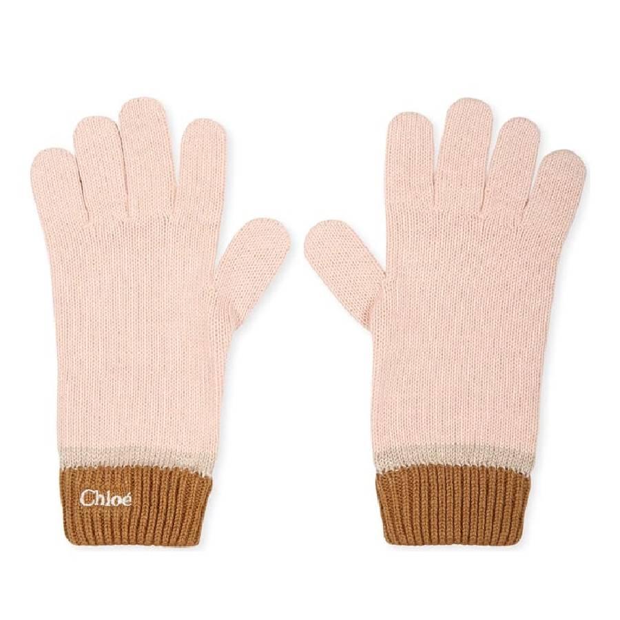 Chloe Kids Logo Embossed Knit Gloves by CHLOE