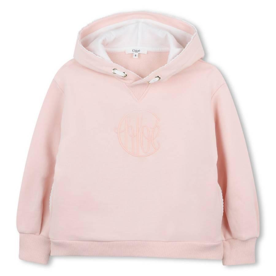 Chloe Kids Logo Hooded Cropped Sweatshirt by CHLOE