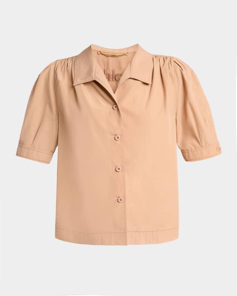 Cotton Poplin Short-Sleeve Shirt by CHLOE