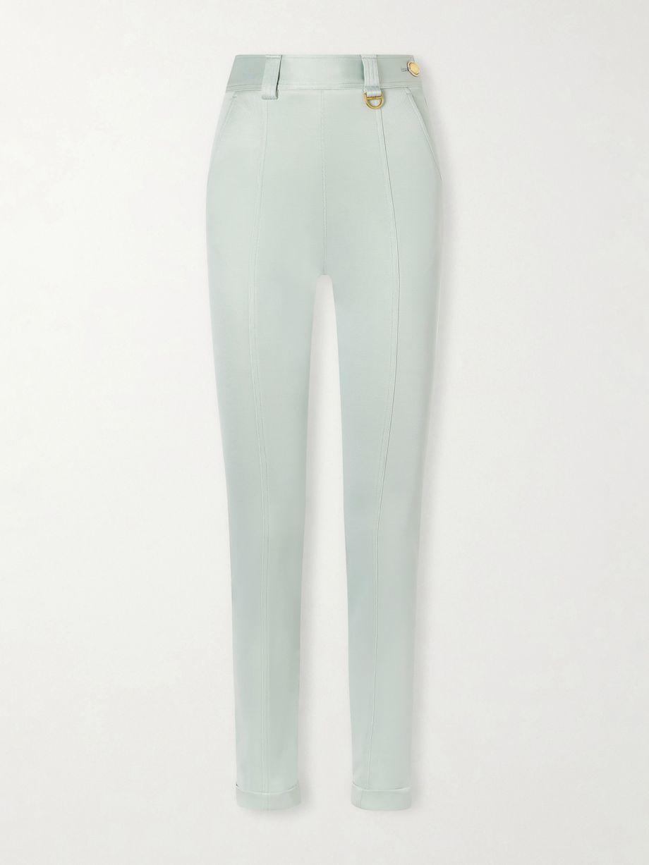 Cropped satin-trimmed stretch-jersey leggings by CHLOE