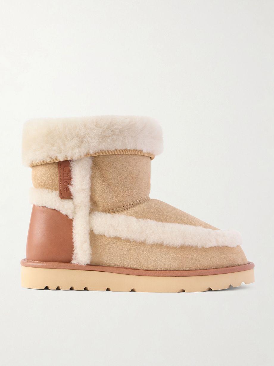 Dolcie shearling-trimmed suede ankle boots by CHLOE