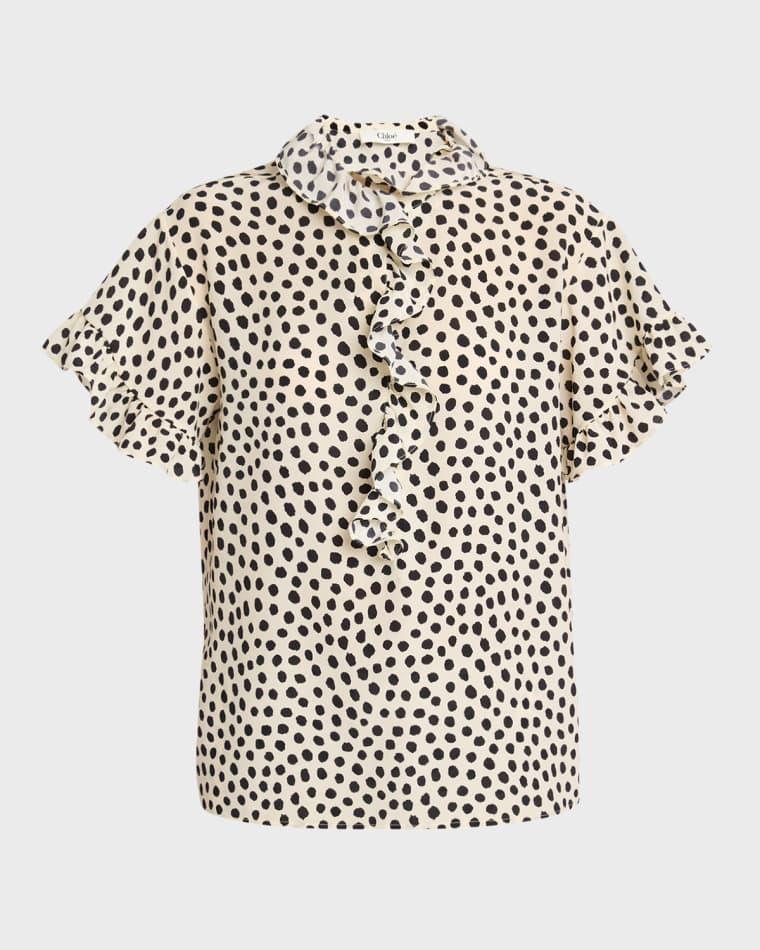 Dot-Print Organic Silk Crepe De Chine Blouse by CHLOE